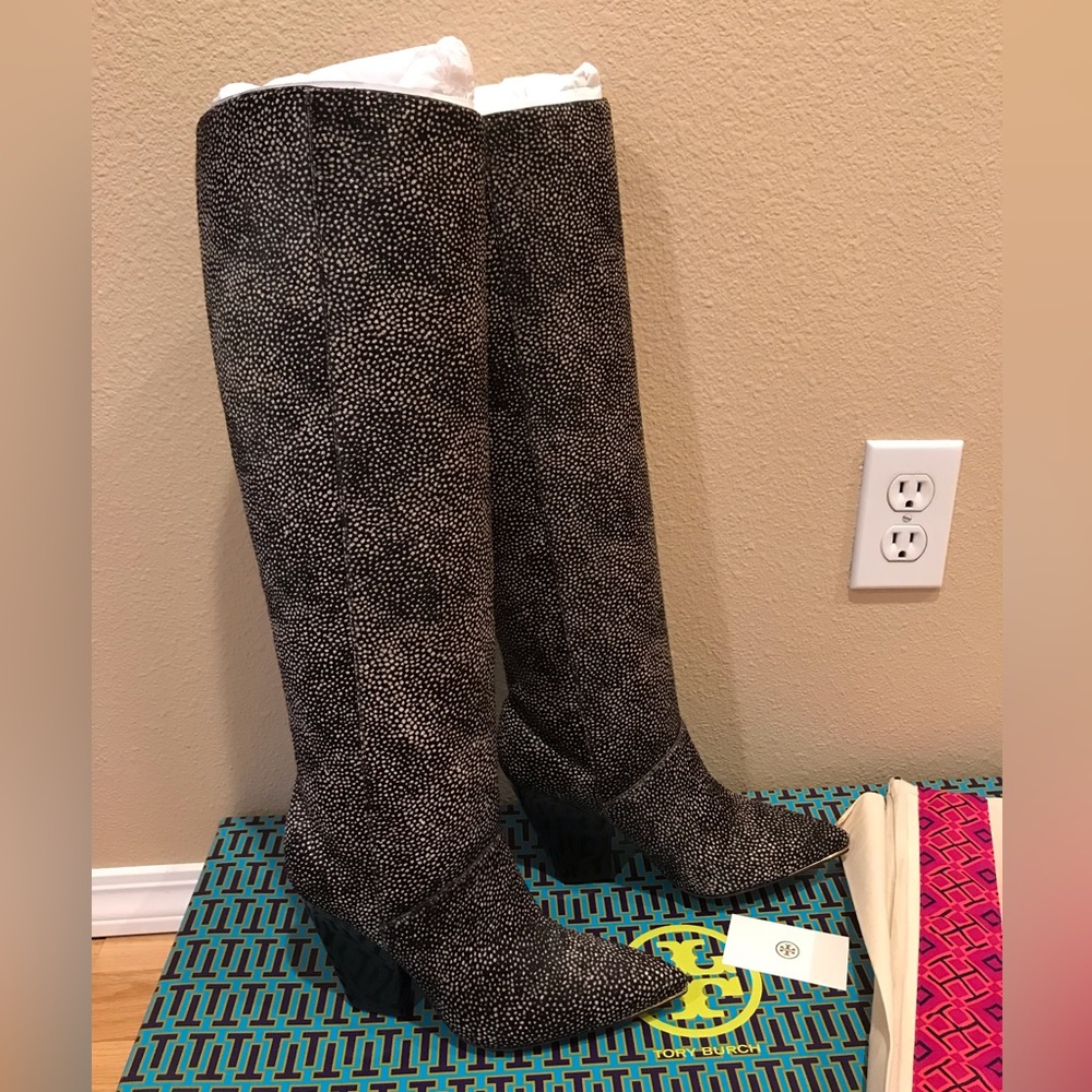 TORY BURCH LILA CALF HAIR KNEE BOOTS SIZE 7, 7.5, 8, 8.5 - Picture 3 of 11